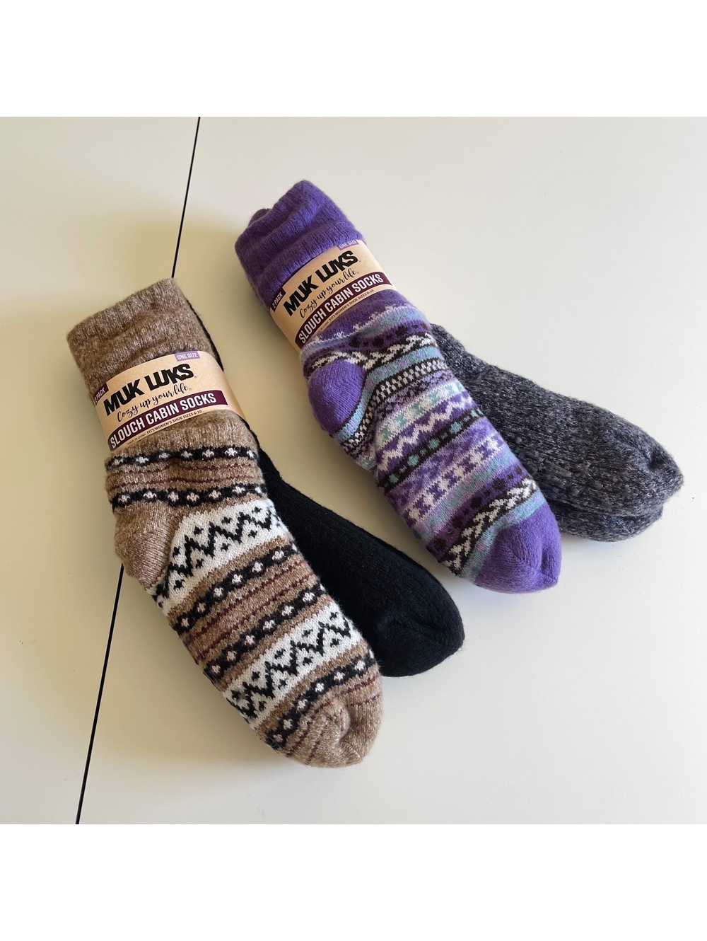 Muk Luks Bundle Of 2 Packs Women's OSFM Slouch Cabin Socks